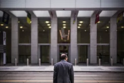 court mandated man outside of building