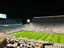 football above football stadium