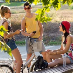 friends hanging out outside