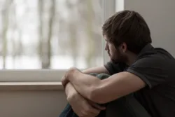 Portrait of a young man suffering from depression