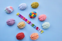 Neurodiversity concept. Multicolored figures of the brain.