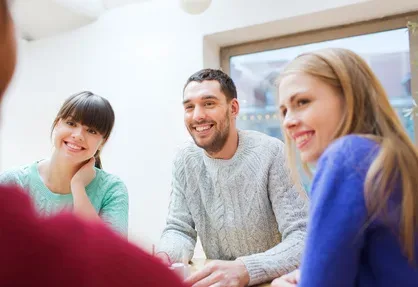 group of friends talking