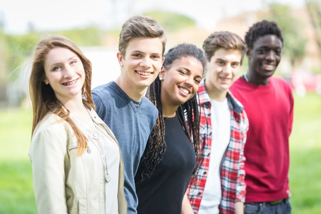 smiling children and friends