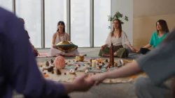 performers-and-group-of-people-are-joining-a-music-and-sound-therapy-session-stockpack-gettyimages Performers and group of people are joining a music and sound therapy session.