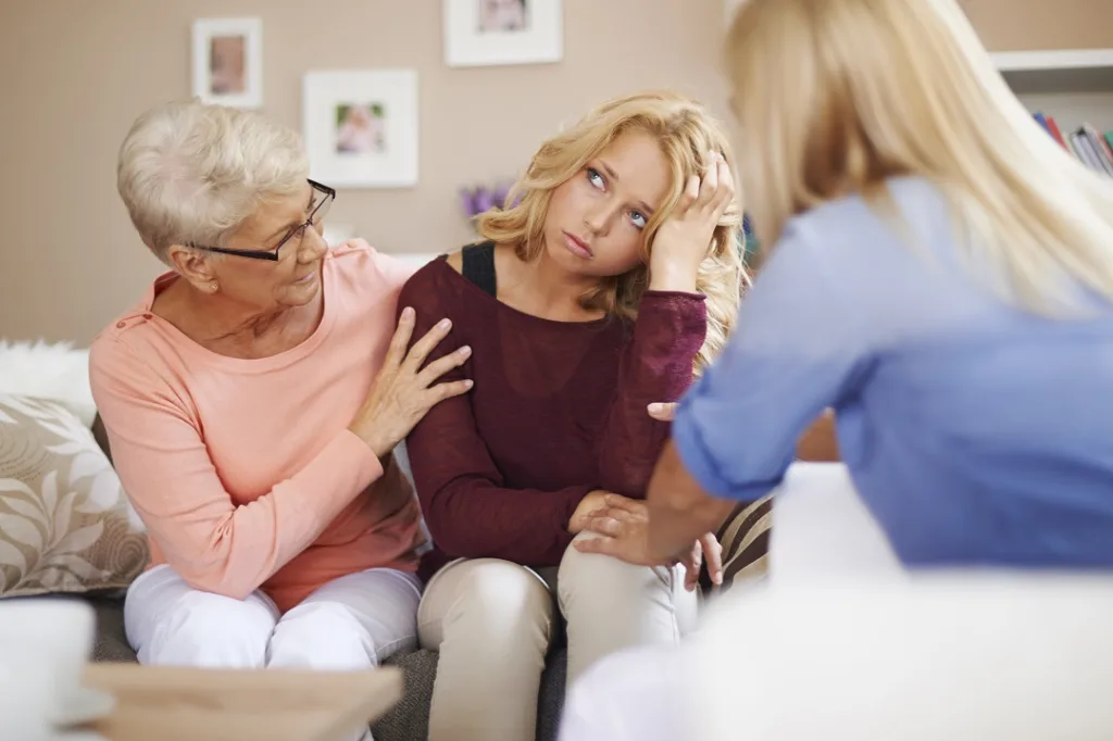 grandmother and granddaughter in therapy
