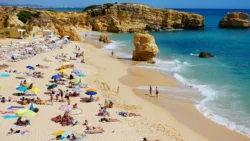 tourists vacationing on beach