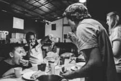 family eating dinner together