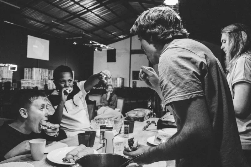 family eating dinner together