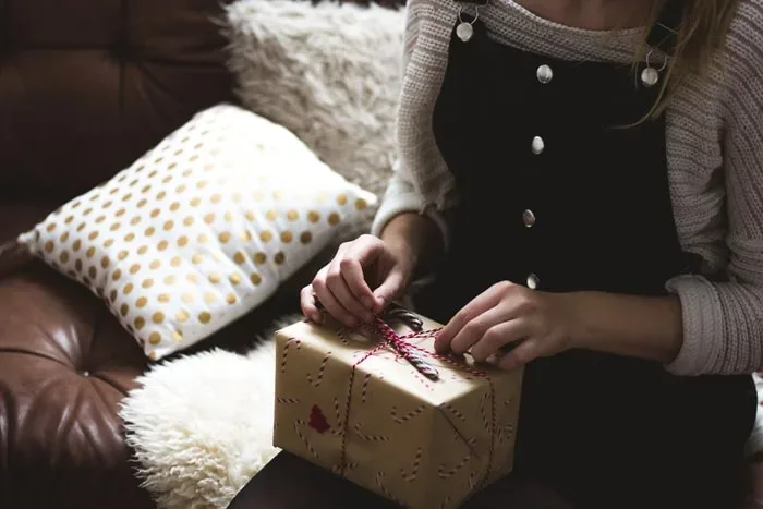 Christmas gift with candy cane