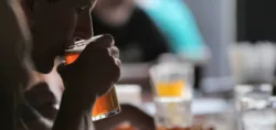 man drinking beer